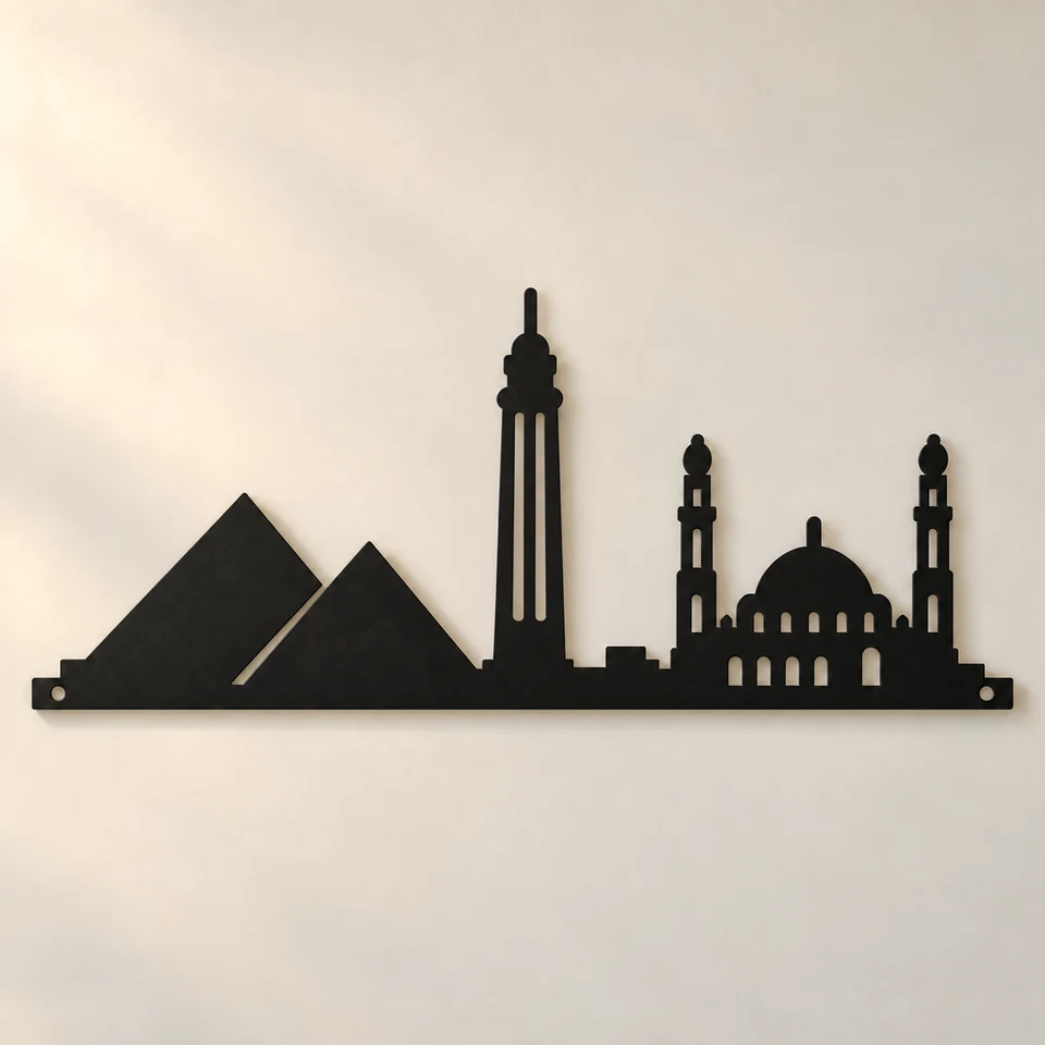 Cairo Skyline Wall Art — Black — تصوّر للتصميم
