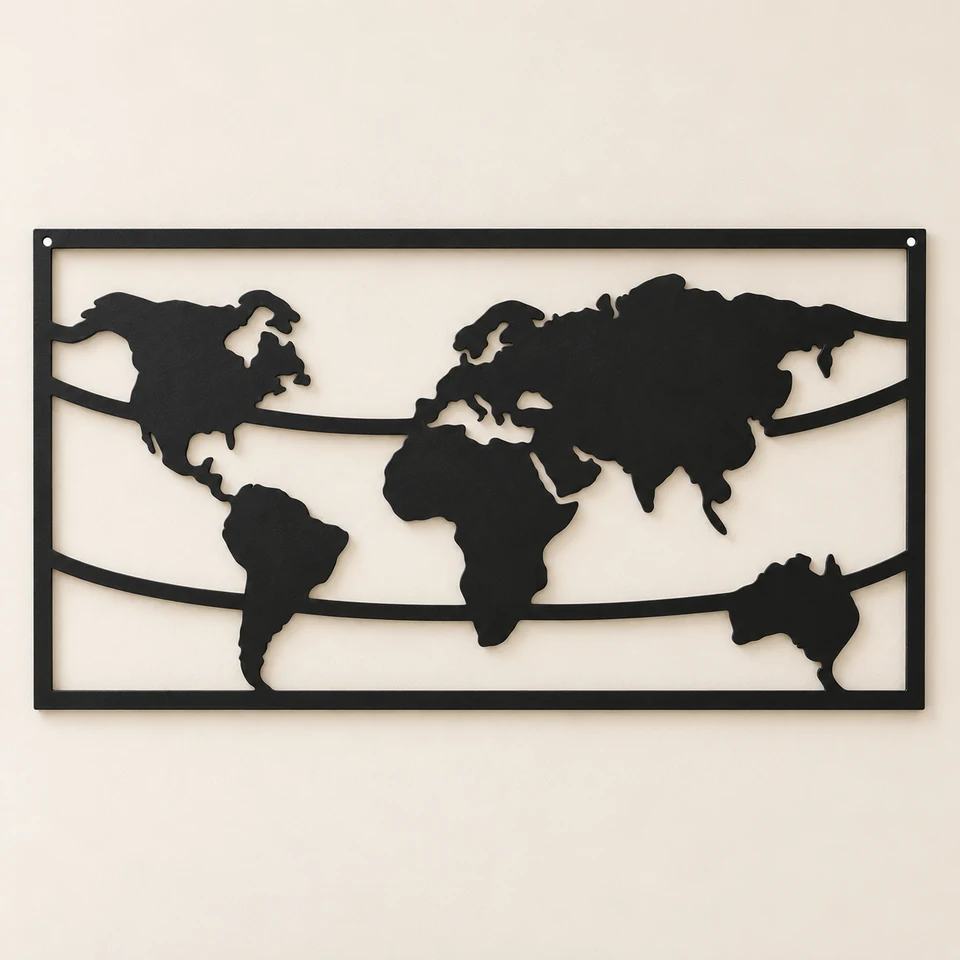 Connected World Map Wall Art — Black — تصوّر للتصميم