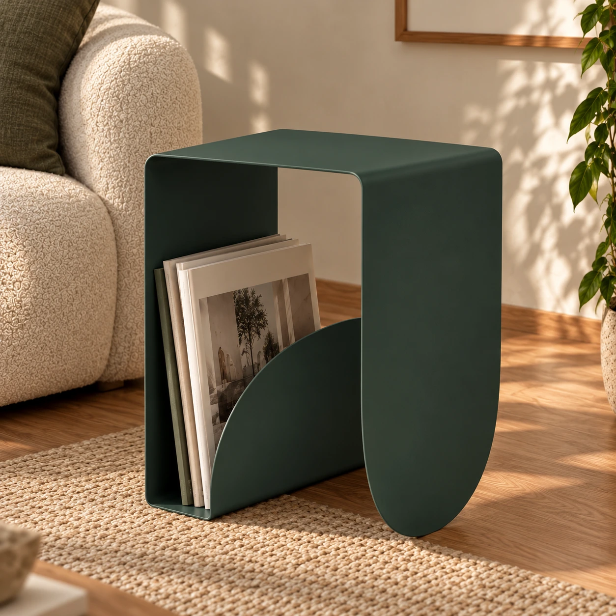 Curve Magazine Side Table — Forest — تصوّر للتصميم
