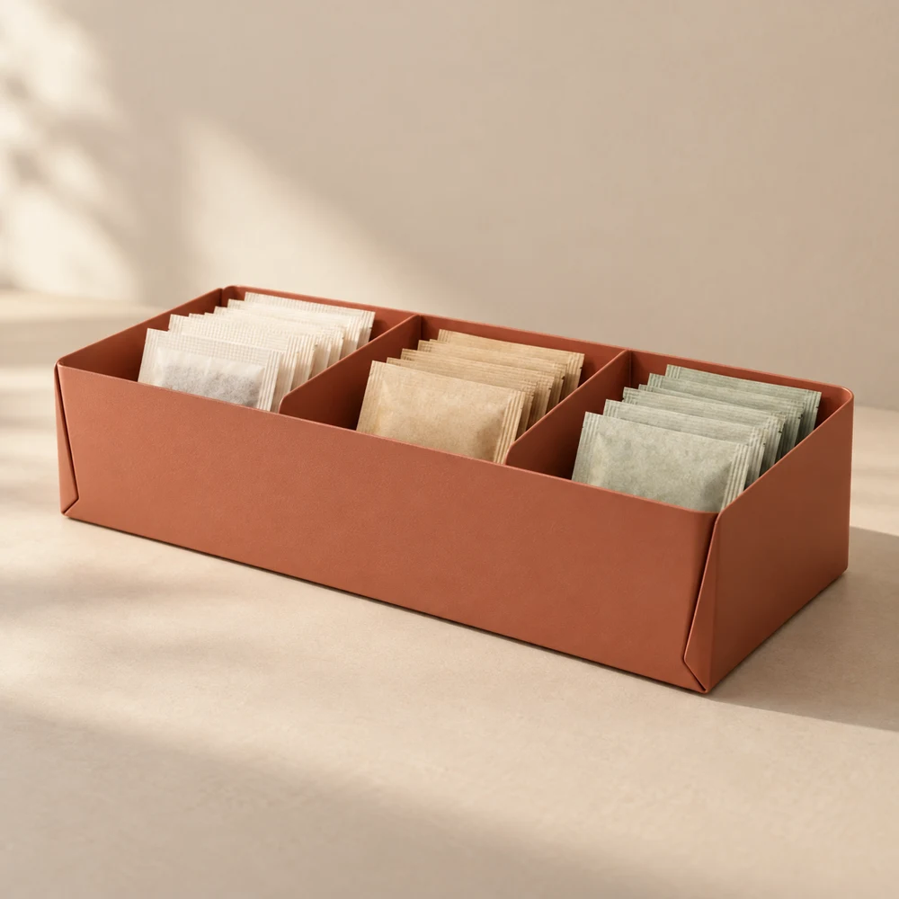 Tea & Coffee Organiser in Clay, concept image